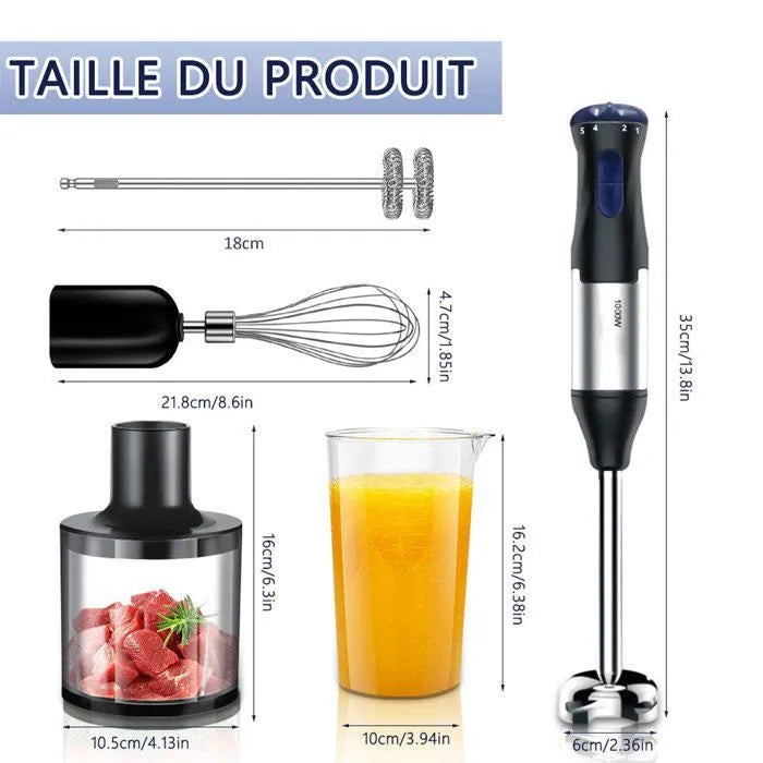 Professional 1000W Immersion Blender, 6-in-1 Electric Blender