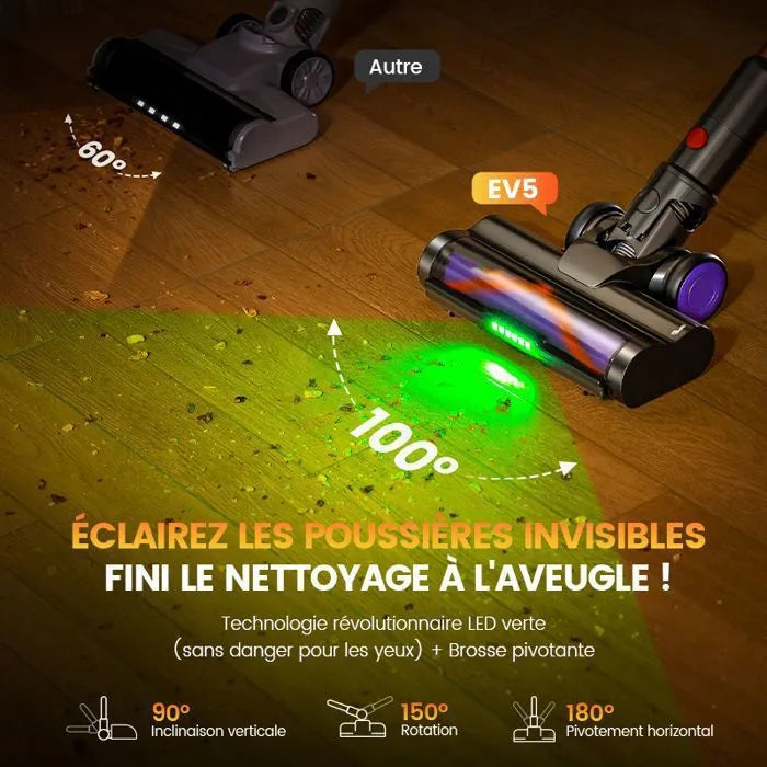 Erabros EV5 Cordless Stick Vacuum Cleaner - 600W/70KPa/80 Min  4 Modes