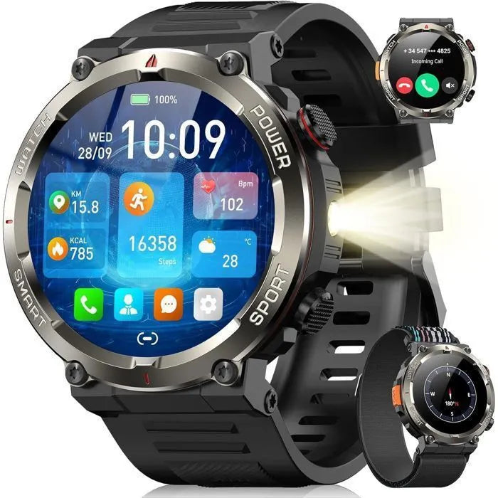 Blackview Smartwatch for Men, 960mAh Battery/LED Light, 1.45" Display