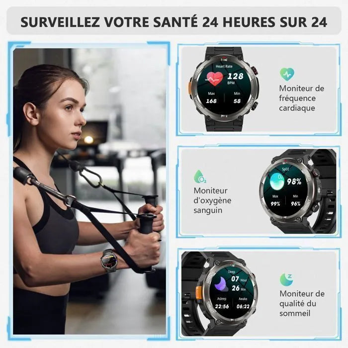 Blackview Smartwatch for Men, 960mAh Battery/LED Light, 1.45" Display