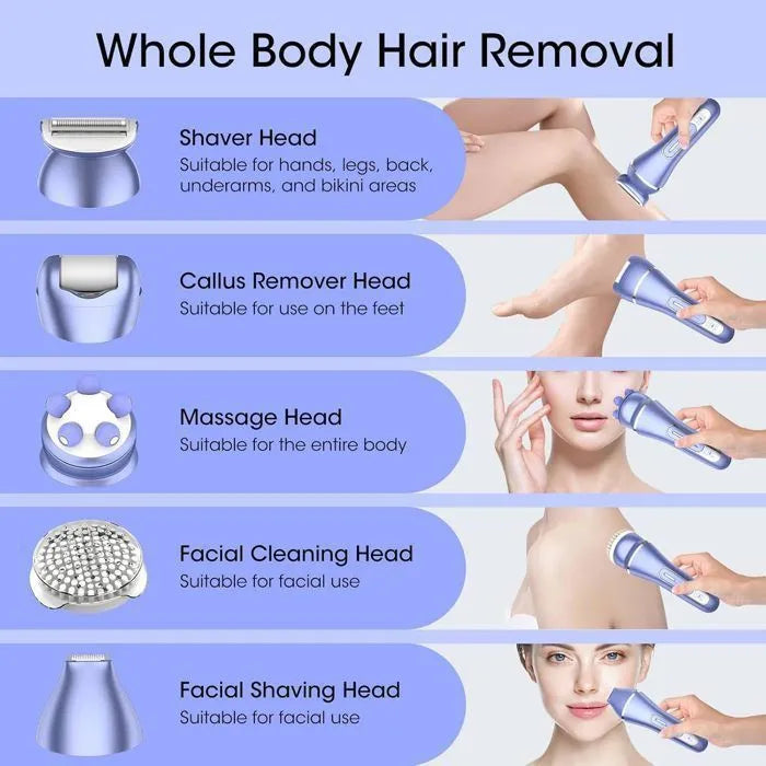 7-in-1 Electric Epilator for Women - IPX7 Waterproof